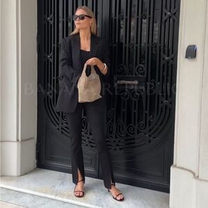 Black split ankle pants
